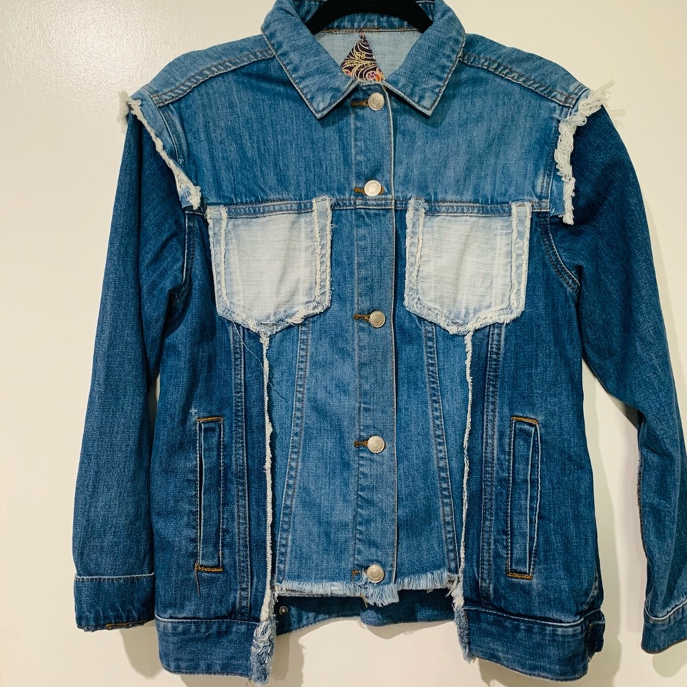 Signature fight patchwork denim jacket small